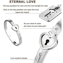 Load image into Gallery viewer, Heart Lock Bracelet &amp; Key Necklace
